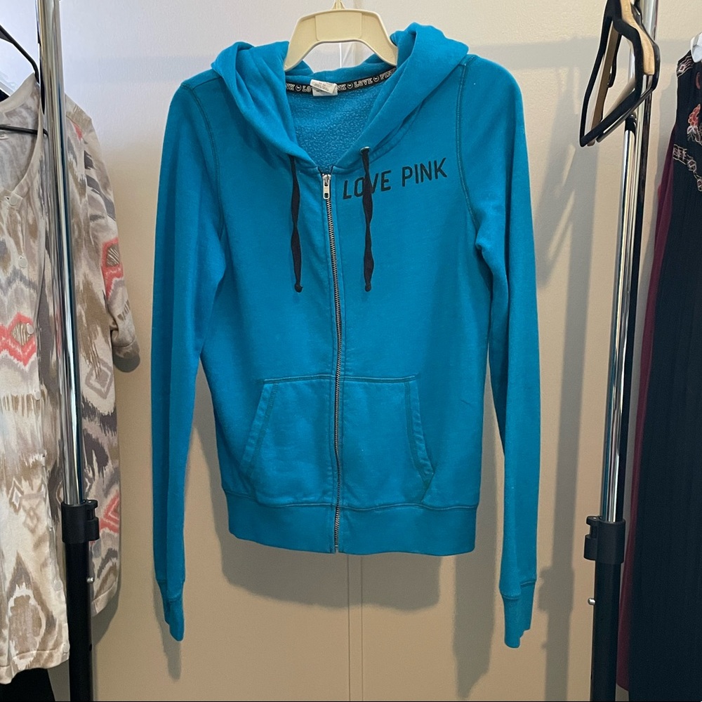 Blue Zip Up Hoodie - PINK